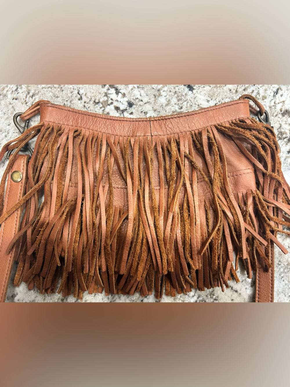 McFadin Fringe Crossbody Bag in Cognac Brown
